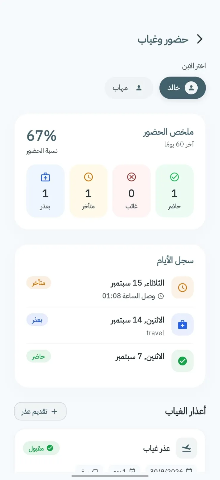 لقطة شاشة: الحضور والغياب